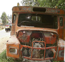 This truck (HPM-1595) has been lying parked on the National Highway-21 at Bhuntar for the past over 7 years.