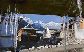 Icicles frame vernacular architecture.