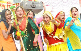 Students of Baba Farid Public Senior Secondary School performing on the occasion of Childrens Day on Wednesday.