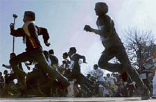 School students participate in the third Great Himalayan Run, 2007, organised by the Department of Youth Services and Sports at The Ridge in Shimla on Thursday. 