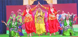 Girls performing Sammi dance at 49th PU Diamond Jubilee Inter-Zonal Youth and Heritage Festival at the DAV College campus in Abohar on Friday