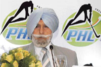 IHF president KPS Gill addresses a press conference in New Delhi on Friday.