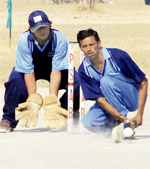 A match being played between Punjab and Rajasthan during a cricket match for the blind in Ludhiana