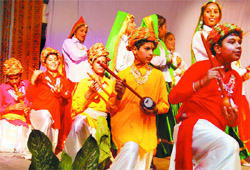 Students of St. Josephs Convent perform Haryanvi folk dance in Bathinda