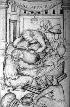 A scene in a tavern: album page attributed to the painter Basawan; Mughal, ca. 1590