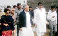 Chief Minister Bhupinder Singh Hooda reviews arrangements for the smriti rally at the Bhim Stadium in Bhiwani on Sunday.