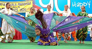 Girls perform during Bal Mela organised by the Patiala Kala Parishad at Baradari Gardens on Sunday.