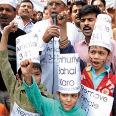 Activists of the All India United Muslim Morcha demand reservation for Dalit Muslims and Christians, in the Capital