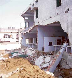 A view of the damaged school building