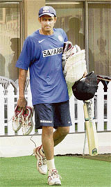 Indian captain Anil Kumble arrives for practice session at the Eden Gardens in Kolkata on Wednesday.