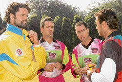 Chris Cairns (Chandigarh Lions skipper), Stuart Law and Michael Bevan (Chennai Super Stars skipper and coach) and Craig McMillan (Kolkata Tigers skipper)