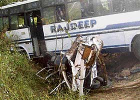 The ill-fated vehicle that met with an accident on the Kharar-Kurali road on November 18, snuffing out two lives