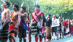 Naga students during a peace march for their demands at Jantar Mantar in the Capital