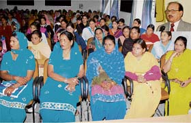 Dr Sushil Kumar (inset), director, NDRI, speaks on the occasion of Women in Agriculture Day at the KVK, Karnal