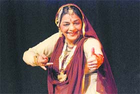 Uma Sharma performs during the concluding day of the Kathak Utsav at Apeejay College of Fine Arts in Jalandhar