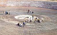 A water reservoir under construction at the Rajiv Gandhi thermal power project in Khedar village, near Hisar.