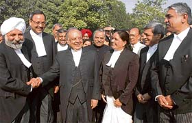 Newly appointed judges share a light moment in Chandigarh