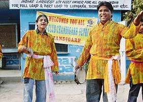 Artistes of the Children Theatre Group stage a street play on AIDS organised by the Lions Club Chandigarh Supreme in Mohali