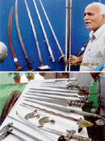 Dev Raj Sirohiwal shows his collection of weapons