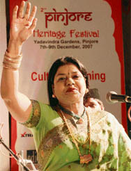 Chanchal Bharti performs at the Pinjore Heritage Festival on Saturday evening. 