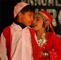 Kids of Uro Care perform at the annual day function of their school at Abhinav Theatre in Jammu on Friday.