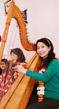 World famous arpa player Elena Tomiaka from Japan in Karnal on Sunday. She will perform here on December 11. 