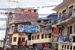 BSP posters, banners and pamphlets dot Solan.