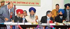 Gulzar Singh Ranike, minister of animal husbandry, dairying and fisheries, (third from left) at the inauguration of the workshop organised by Gadvasu at PAU on Wednesday.