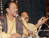 Punjabi singer Barkat Sidhu performs during a folk music concert organised by the All India Radio at Law Bhavan in Chandigarh on Friday.