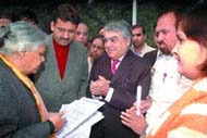 A delegation of Delhi schoolteachers calls on Chief Minister Sheila Dikshit to protest against certain schools admitting three- year-old children.