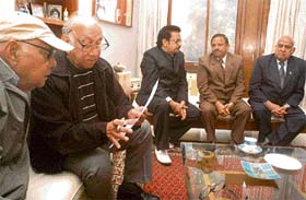 Some of former chief architects of Chandigarh, Punjab and Haryana, who assembled at the residence of M.N. Sharma, a former UT chief architect, to discuss issues concerning the future of the city
