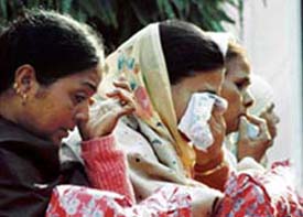 Kin of war heroes in tears after being honoured on the ocassion of the Vijay Diwas observed in Ludhiana on Sunday.