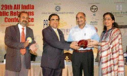 Renuka B. Salwan, chairperson of the Chandigarh chapter of the Public Relations Society of India, receives the PRSI National Award 2007 at Chennai.