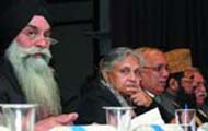 Chief Minister Sheila Dikshit, chairman of the Delhi Minorities Commission Kamal Faruqui (3rd from the right), Pushpinder Singh (L) and others at a function on United Nation Minorities Rights Day, organised by the Delhi Minorities Commission in the Capital on Tuesday.