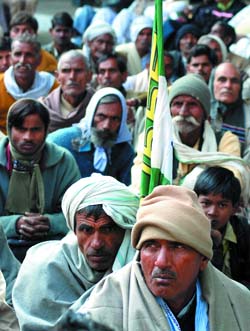 Activists of the Janata Dal (United) protest against the UPA government at Jantar Mantar in the Capital on Tuesday.