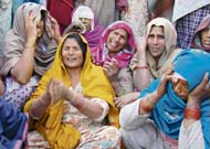 The inconsolable mother of Jasbir, who was killed during a kabaddi match in Nilokheri on Thursday.
