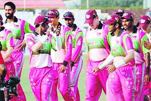 The victorious Chennai Superstars return to the pavilion after notching up a victory