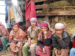Fire victims of Mohini village, where 48 houses were gutted in the wee hours on Wednesday.