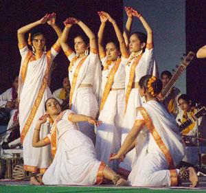 Students of Police DAV School perform during their annual prize distribution function in Jalandhar on Saturday.