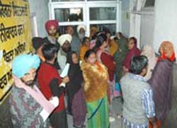 Patients visiting the health fair at the civil hospital in Bathinda on Sunday.