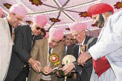 Ex-Chief Minister Farooq Abdullah at a function to mark the birth anniversary of Justice Mehar Chand Mahajan in Jammu on Sunday.
