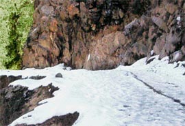 The road to Biling from Bir which has been blocked by snow.