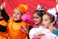 Students of Mamas Pride, a playschool, have a ball during their annual function in Jalandhar on Tuesday.