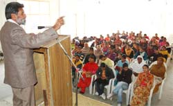 A convention in progress at Teachers Home in Bathinda on Wednesday.