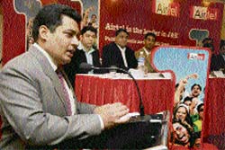 Vishal Sehgal, chief operating officer, Bharti Airtel Limited, addresses mediapersons in Jammu on Wednesday.