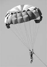 An NCC cadet tries his hand at para sailing during a 10-day NCC camp in Ambala on Thursday
