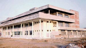 The incomplete building of the MDU auditorium, construction on which has been going on for the past 14 years.