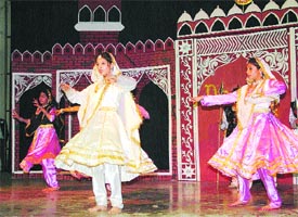 Students of Apeejay School perform a dance at their annual function in Jalandhar.