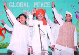 Students of Innocent Hearts School present a patriotic song at the annual prize distribution function in Jalandhar.