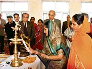 Minister of state for revenue Savitri Jindal inaugurates a state-level Panchayat Mahila Shakti Abhiyan at Rohtak on Saturday.
